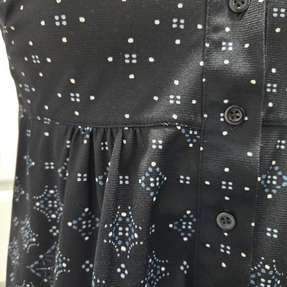 Style & Company Petite Black Button-Down Shirt with Geometric Design XS - Picture 3 of 4